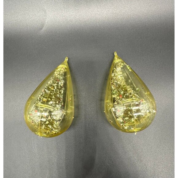 Vintage Christmas Ornaments Bottle Brush Tree Yellow Atomic Plastic Jewelbrite - Picture 2 of 6